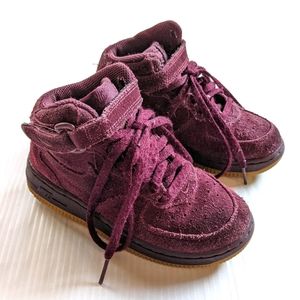 NIKE Force 1 Mid LV8 Suede Sneakers Burgandy